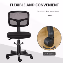 Vinsetto Small Office Chair without Arms, Ergonomic Swivel Mesh Desk Chair - Additional view 5