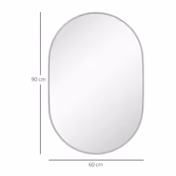 HOMCOM Oval Bathroom Mirror, Modern Wall Tempered Glass Mirror, 60 x 90cm