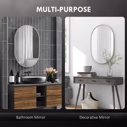 HOMCOM Oval Bathroom Mirror, Modern Wall Tempered Glass Mirror, 60 x 90cm