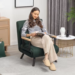 HOMCOM Click Clack Single Chair Bed Settee for Living Room, Green