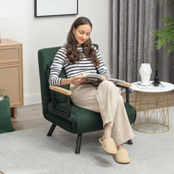 HOMCOM Click Clack Single Chair Bed Settee for Living Room, Green
