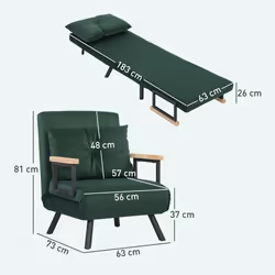 HOMCOM Click Clack Single Chair Bed Settee for Living Room, Green