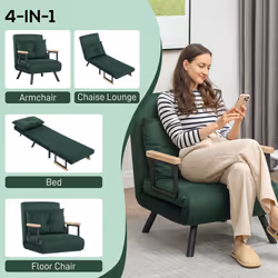 HOMCOM Click Clack Single Chair Bed Settee for Living Room, Green