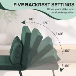 HOMCOM Click Clack Single Chair Bed Settee for Living Room, Green - Additional view 4