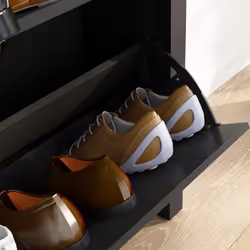 HOMCOM 2 Drawer Shoe Cabinet Narrow Shoe Cupboard with Flip Doors, Black - Additional view 7