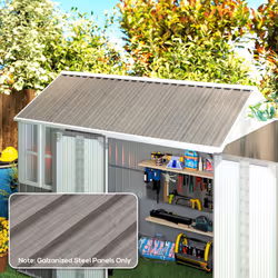 Outsunny Pack of 12 Metal Roofing Sheets for Greenhouse, Grey Wood Effect
