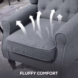 HOMCOM Accent Armchair Home Furniture Retro Tufted Club Fabric Grey - Additional view 5