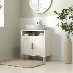 HOMCOM Under Sink Bathroom Cabinet for Basin without Pedestal, Cream White