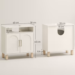 HOMCOM Under Sink Bathroom Cabinet for Basin without Pedestal, Cream White