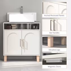 HOMCOM Under Sink Bathroom Cabinet for Basin without Pedestal, Cream White - Additional view 6