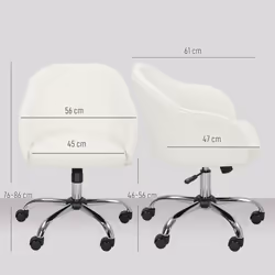 HOMCOM Vanity Chair for Desk, with Height Adjustable, Wheels, Cream