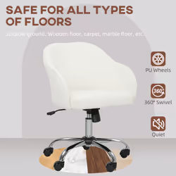 HOMCOM Vanity Chair for Desk, with Height Adjustable, Wheels, Cream - Additional view 4