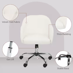 HOMCOM Vanity Chair for Desk, with Height Adjustable, Wheels, Cream - Additional view 5
