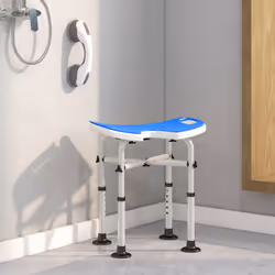 HOMCOM Aluminium Shower Stool for Elderly Disabled Non-Slip Bath Stool Blue