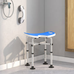 HOMCOM Aluminium Shower Stool for Elderly Disabled Non-Slip Bath Stool Blue