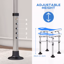 HOMCOM Aluminium Shower Stool for Elderly Disabled Non-Slip Bath Stool Blue - Additional view 4