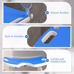HOMCOM Aluminium Shower Stool for Elderly Disabled Non-Slip Bath Stool Blue - Additional view 5