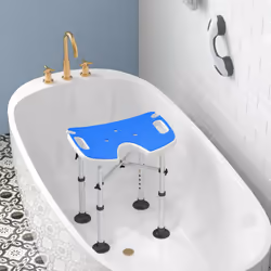 HOMCOM Aluminium Shower Stool for Elderly Disabled Non-Slip Bath Stool Blue - Additional view 7