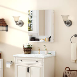 kleankin Wall Mount Medicine Cabinet with Mirror and Adjustable Shelf, White