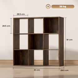 HOMCOM 9 Cube Storage Unit Cabinet Bookcase Display Shelves - Brown