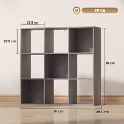 HOMCOM 9 Cube Storage Unit Cabinet Bookcase Display Shelves, Marble Grey