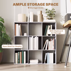 HOMCOM 9 Cube Storage Unit Cabinet Bookcase Display Shelves, Marble Grey
