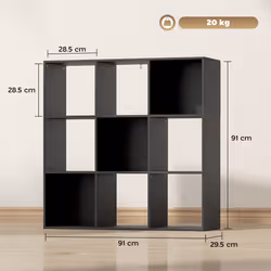 HOMCOM 9 Cube Storage Unit Cabinet Bookcase Display Shelves - Black