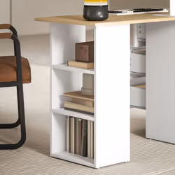 HOMCOM 120cm Computer Desk, Study Table with 3 Shelf & Drawers - White - Additional view 7