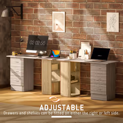 HOMCOM 120cm Computer Desk, Study Table with 3 Shelf & Drawers - Grey - Additional view 5