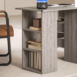 HOMCOM 120cm Computer Desk, Study Table with 3 Shelf & Drawers - Grey - Additional view 7