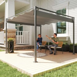 Outsunny 3 x 3(m) Garden Pergola with Retractable Roof, UPF30+, Grey