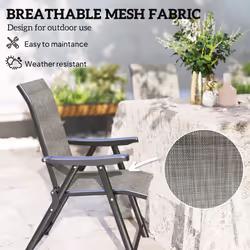 Outsunny 4PCS Folding Chair w/ Breathable Mesh Fabric Seat, Black and Grey
