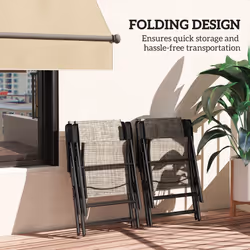 Outsunny 4PCS Folding Chair w/ Breathable Mesh Fabric Seat, Black and Grey