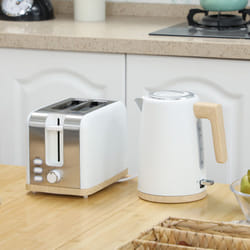 HOMCOM 1.7L Electric Fast Boil Kettle and 2 Slice Toaster Set, White