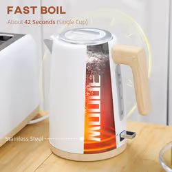 HOMCOM 1.7L Electric Fast Boil Kettle and 2 Slice Toaster Set, White