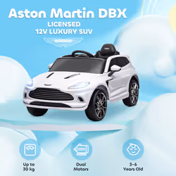 AIYAPLAY Aston Martin DBX Licensed 12V Kids Electric Car w/ Remote, White