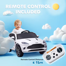 AIYAPLAY Aston Martin DBX Licensed 12V Kids Electric Car w/ Remote, White