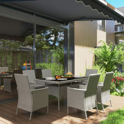 Outsunny 6 Seater Rattan Garden Furniture Set with Cushions, Grey
