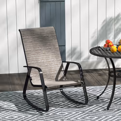 Outsunny Garden Rocking Chair with Armrests, High Back, Light Brown