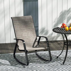 Outsunny Garden Rocking Chair with Armrests, High Back, Light Brown