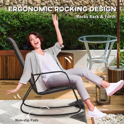 Outsunny Garden Rocking Chair with Armrests, High Back, Light Brown