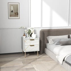 HOMCOM Bedside Table Bedside Cabinet with 2 Drawers for Bedroom, White