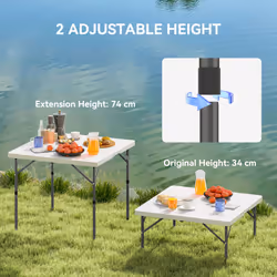 Outsunny 3ft Folding Camping Table with 2 Adjustable Height, White - Additional view 4