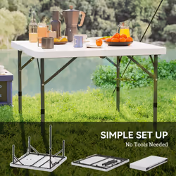 Outsunny 3ft Folding Camping Table with 2 Adjustable Height, White - Additional view 5