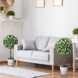 HOMCOM Set of 2 Artificial Plants with Rose Flower in Pot, 60cm, White - Additional view 4