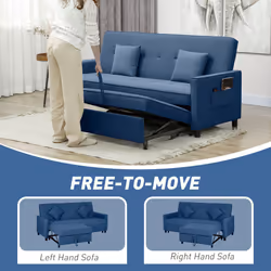 HOMCOM Reversible L-Shaped Sectional Sofa Bed with Cushions, Blue - Additional view 4