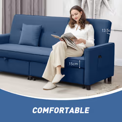 HOMCOM Reversible L-Shaped Sectional Sofa Bed with Cushions, Blue - Additional view 5