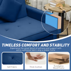 HOMCOM Reversible L-Shaped Sectional Sofa Bed with Cushions, Blue - Additional view 6