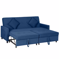 HOMCOM Reversible L-Shaped Sectional Sofa Bed with Cushions, Blue - Additional view 7