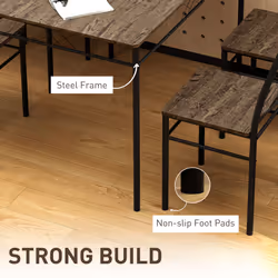 HOMCOM 5 Piece Dining Table and Chairs Set, Space Saving, Oak - Additional view 4